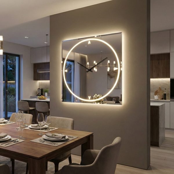 specchio orologio quadrato