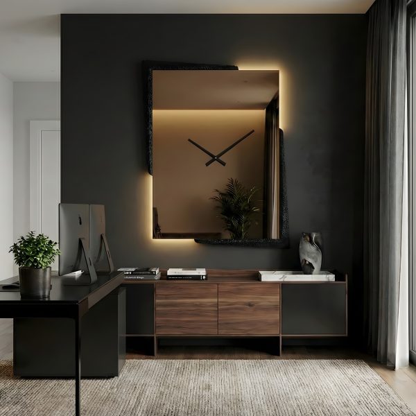 contatti Specchio orologio rettangolare