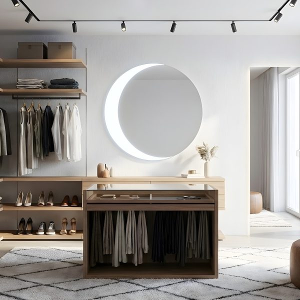 Specchio rotondo con sabbiatura luminosa