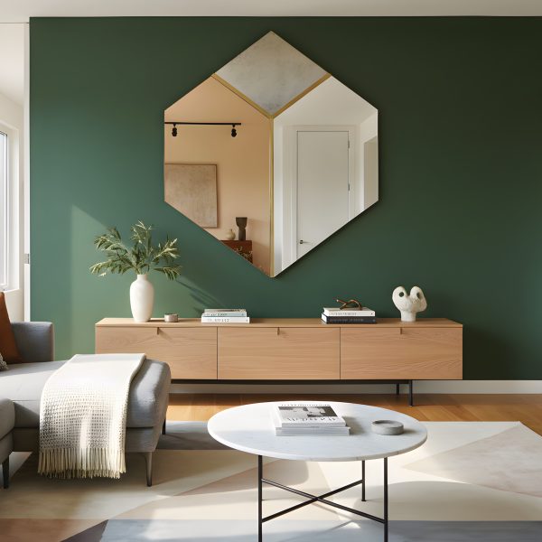 specchio esagonale con cornice al centro